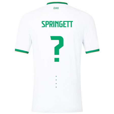 Kandiny Homme Maillot Irlande Tony Springett #0 Blanc Tenues Extérieur 24-26 T-Shirt