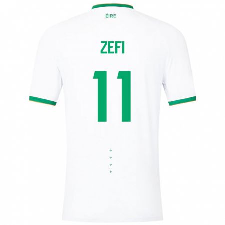 Kandiny Homme Maillot Irlande Kevin Zefi #11 Blanc Tenues Extérieur 24-26 T-Shirt
