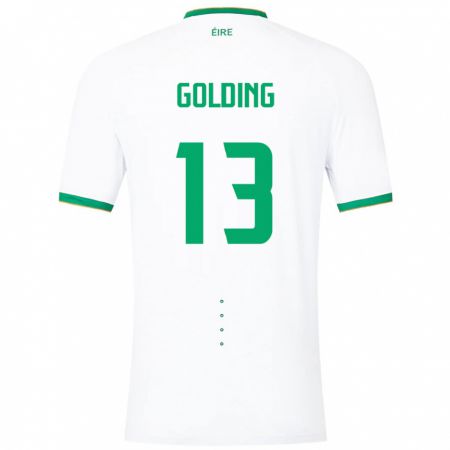 Kandiny Homme Maillot Irlande James Golding #13 Blanc Tenues Extérieur 24-26 T-Shirt