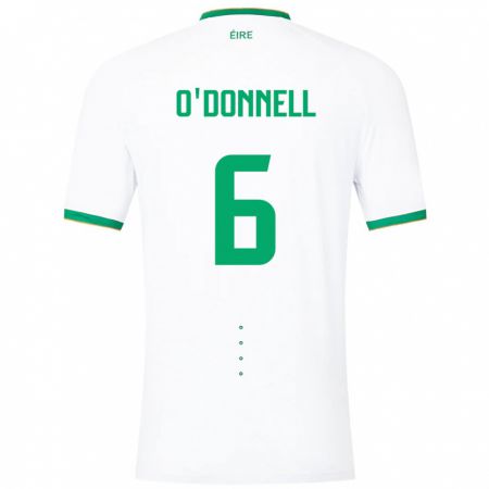 Kandiny Homme Maillot Irlande Luke O'donnell #6 Blanc Tenues Extérieur 24-26 T-Shirt