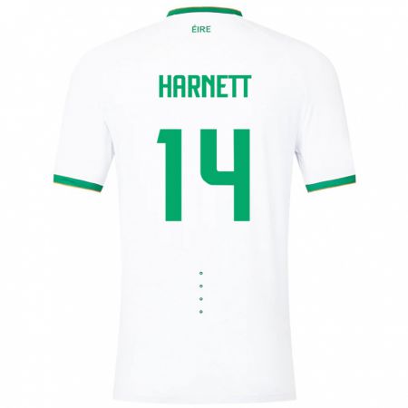 Kandiny Homme Maillot Irlande Kaylem Harnett #14 Blanc Tenues Extérieur 24-26 T-Shirt