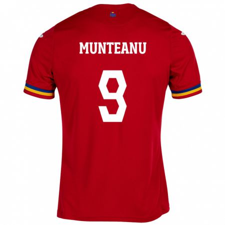 Kandiny Homme Maillot Roumanie Louis Munteanu #9 Rouge Tenues Extérieur 24-26 T-Shirt