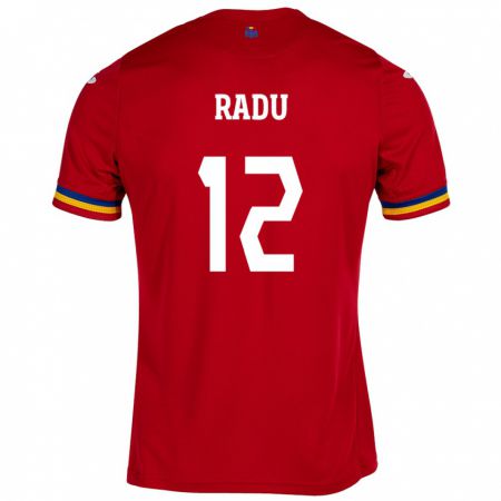 Kandiny Homme Maillot Roumanie Riccardo Radu #12 Rouge Tenues Extérieur 24-26 T-Shirt