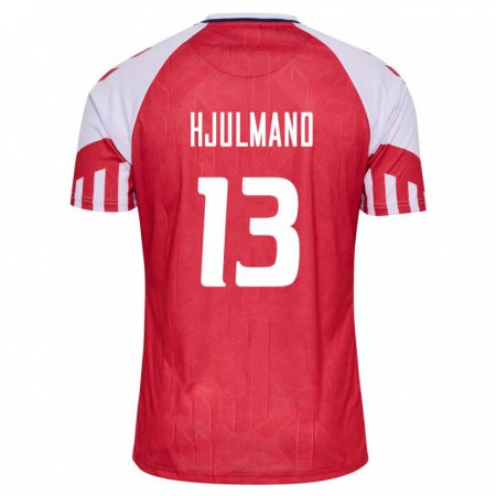 Kandiny Femme Maillot Danemark Morten Hjulmand #13 Rouge Tenues Domicile 24-26 T-Shirt