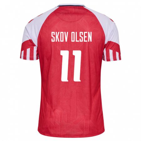 Kandiny Femme Maillot Danemark Andreas Skov Olsen #11 Rouge Tenues Domicile 24-26 T-Shirt