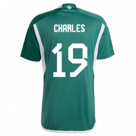 Kandiny Femme Maillot Irlande Du Nord Shea Charles #19 Vert Tenues Domicile 24-26 T-Shirt