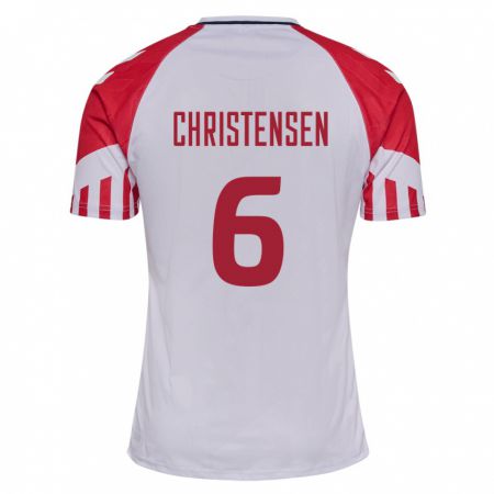 Kandiny Femme Maillot Danemark Andreas Christensen #6 Blanc Tenues Extérieur 24-26 T-Shirt