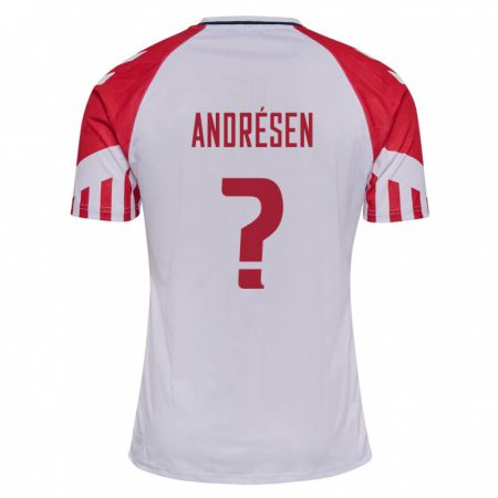 Kandiny Femme Maillot Danemark Aske Andrésen #0 Blanc Tenues Extérieur 24-26 T-Shirt