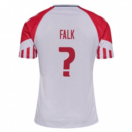 Kandiny Femme Maillot Danemark Lukas Falk #0 Blanc Tenues Extérieur 24-26 T-Shirt