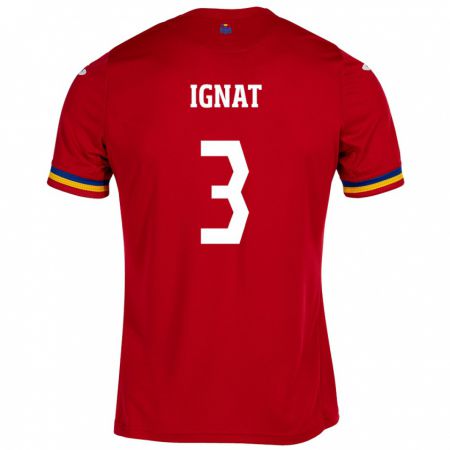 Kandiny Femme Maillot Roumanie Cristian Ignat #3 Rouge Tenues Extérieur 24-26 T-Shirt
