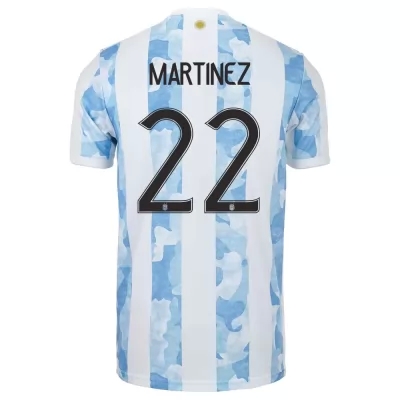 Femme Équipe d'Argentine de football Maillot Lautaro Martinez #22 Tenues Domicile Bleu Blanc 2021
