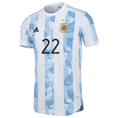 Enfant Équipe D'argentine De Football Maillot Lautaro Martinez #22 Tenues Domicile Bleu Blanc 2021
