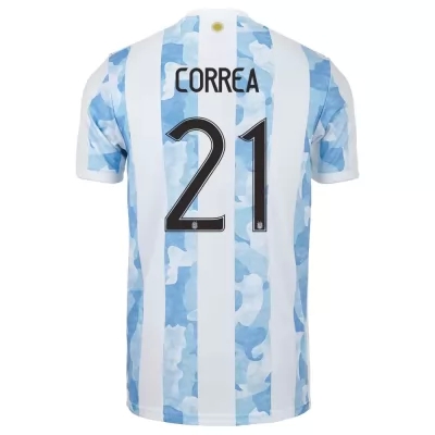 Enfant Équipe d'Argentine de football Maillot Angel Correa #21 Tenues Domicile Bleu Blanc 2021
