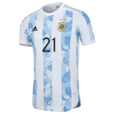Femme Équipe D'argentine De Football Maillot Angel Correa #21 Tenues Domicile Bleu Blanc 2021