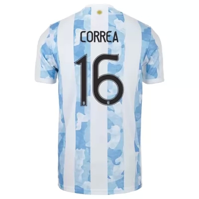 Femme Équipe d'Argentine de football Maillot Joaquin Correa #16 Tenues Domicile Bleu Blanc 2021