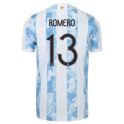 Femme Équipe d'Argentine de football Maillot Cristian Romero #13 Tenues Domicile Bleu Blanc 2021