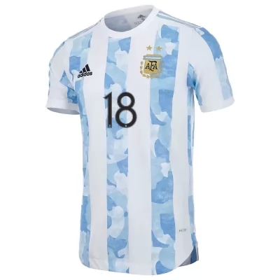 Femme Équipe D'argentine De Football Maillot Guido Rodriguez #18 Tenues Domicile Bleu Blanc 2021