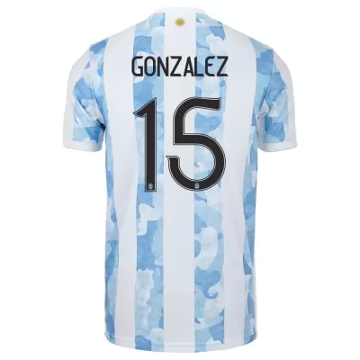 Homme Équipe d'Argentine de football Maillot Nicolas Gonzalez #15 Tenues Domicile Bleu Blanc 2021