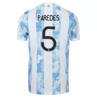 Enfant Équipe d'Argentine de football Maillot Leandro Paredes #5 Tenues Domicile Bleu Blanc 2021