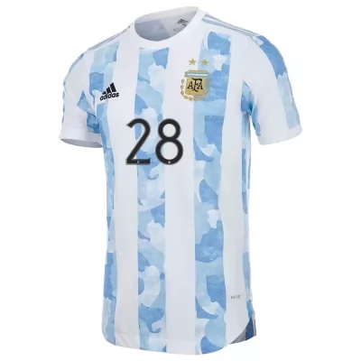 Femme Équipe D'argentine De Football Maillot Juan Musso #28 Tenues Domicile Bleu Blanc 2021