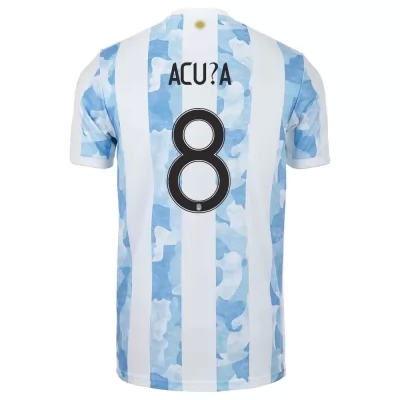 Enfant Équipe d'Argentine de football Maillot Marcos Acuña #8 Tenues Domicile Bleu Blanc 2021