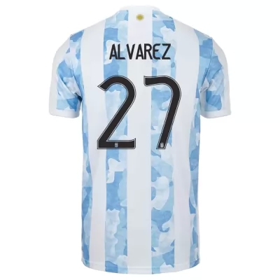 Enfant Équipe d'Argentine de football Maillot Julian Alvarez #27 Tenues Domicile Bleu Blanc 2021