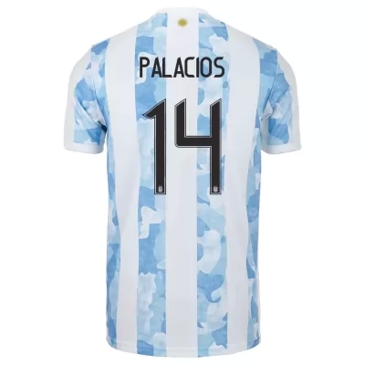 Homme Équipe d'Argentine de football Maillot Exequiel Palacios #14 Tenues Domicile Bleu Blanc 2021
