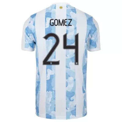 Homme Équipe d'Argentine de football Maillot Papu Gomez #24 Tenues Domicile Bleu Blanc 2021