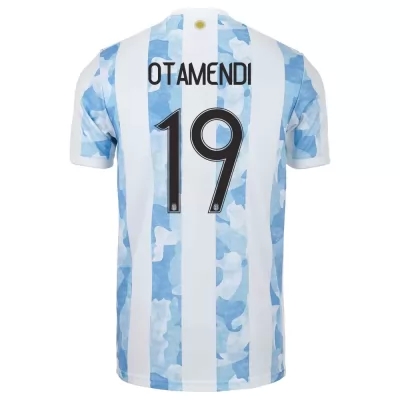Femme Équipe d'Argentine de football Maillot Nicolas Otamendi #19 Tenues Domicile Bleu Blanc 2021