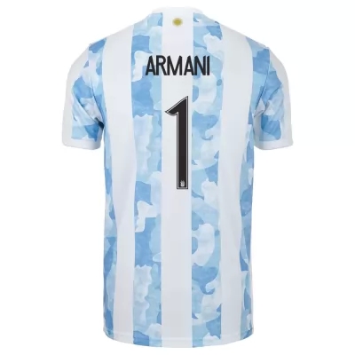 Femme Équipe d'Argentine de football Maillot Franco Armani #1 Tenues Domicile Bleu Blanc 2021