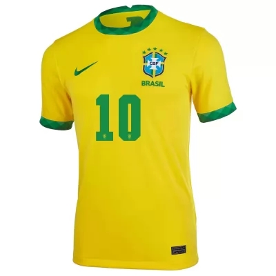 Homme Équipe Du Brésil De Football Maillot Neymar #10 Tenues Domicile Jaune 2021