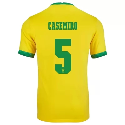 Femme Équipe du Brésil de football Maillot Casemiro #5 Tenues Domicile Jaune 2021