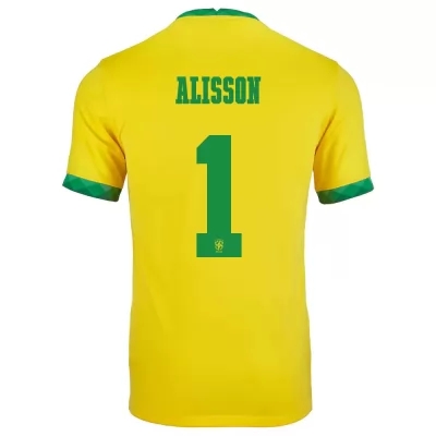 Enfant Équipe du Brésil de football Maillot Alisson #1 Tenues Domicile Jaune 2021