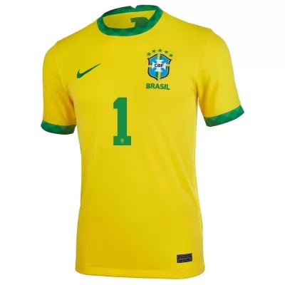Femme Équipe Du Brésil De Football Maillot Alisson #1 Tenues Domicile Jaune 2021
