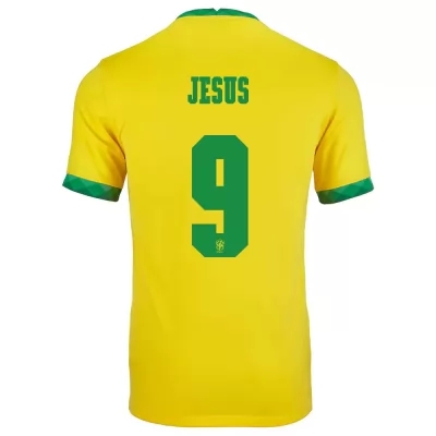 Femme Équipe du Brésil de football Maillot Gabriel Jesus #9 Tenues Domicile Jaune 2021