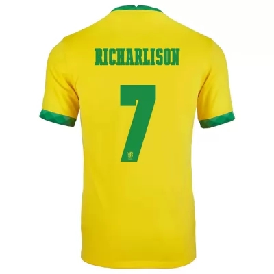Femme Équipe du Brésil de football Maillot Richarlison #7 Tenues Domicile Jaune 2021