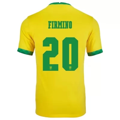 Femme Équipe du Brésil de football Maillot Roberto Firmino #20 Tenues Domicile Jaune 2021