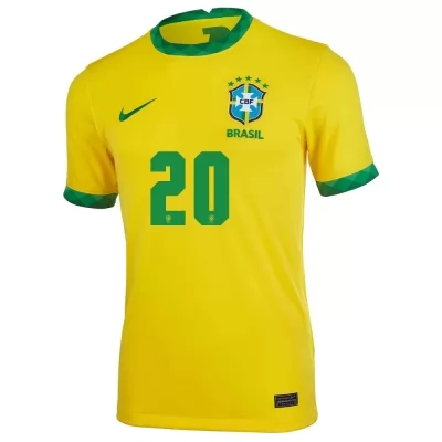 Femme Équipe Du Brésil De Football Maillot Roberto Firmino #20 Tenues Domicile Jaune 2021
