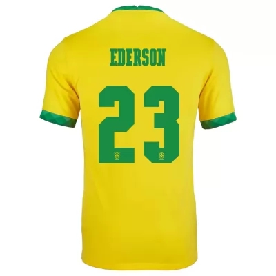 Enfant Équipe du Brésil de football Maillot Ederson #23 Tenues Domicile Jaune 2021