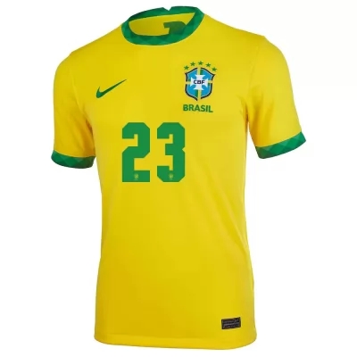 Enfant Équipe Du Brésil De Football Maillot Ederson #23 Tenues Domicile Jaune 2021