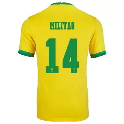 Homme Équipe du Brésil de football Maillot Eder Militao #14 Tenues Domicile Jaune 2021