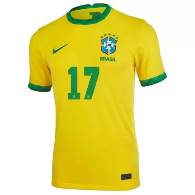 Enfant Équipe Du Brésil De Football Maillot Lucas Paqueta #17 Tenues Domicile Jaune 2021