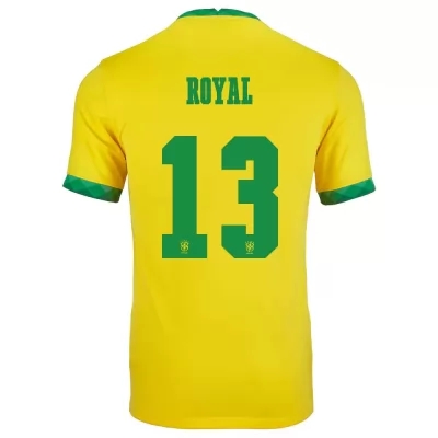 Homme Équipe du Brésil de football Maillot Emerson Royal #13 Tenues Domicile Jaune 2021