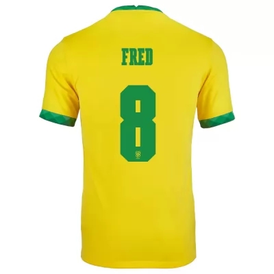 Femme Équipe du Brésil de football Maillot Fred #8 Tenues Domicile Jaune 2021