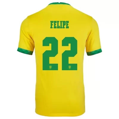 Femme Équipe du Brésil de football Maillot Felipe #22 Tenues Domicile Jaune 2021