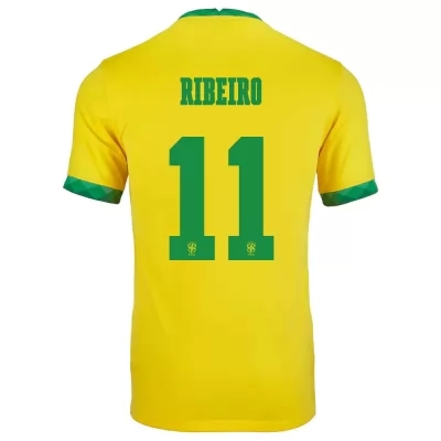 Femme Équipe du Brésil de football Maillot Everton Ribeiro #11 Tenues Domicile Jaune 2021