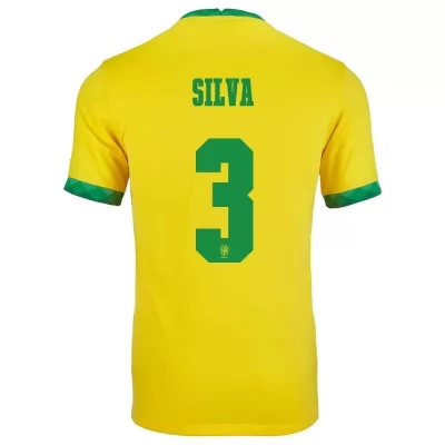 Homme Équipe du Brésil de football Maillot Thiago Silva #3 Tenues Domicile Jaune 2021