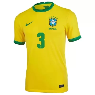 Homme Équipe Du Brésil De Football Maillot Thiago Silva #3 Tenues Domicile Jaune 2021