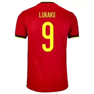 Femme Équipe de Belgique de football Maillot Romelu Lukaku #9 Tenues Domicile Rouge 2021