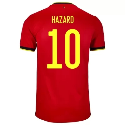 Homme Équipe De Belgique De Football Maillot Eden Hazard #10 Tenues Domicile Rouge 2021